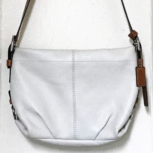 Coach White Pebble Leather Shoulder Bag